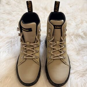 Dr. Martens Women's Combs W Poly Casual Boots Combat Vintage Taupe/Grey Size 7